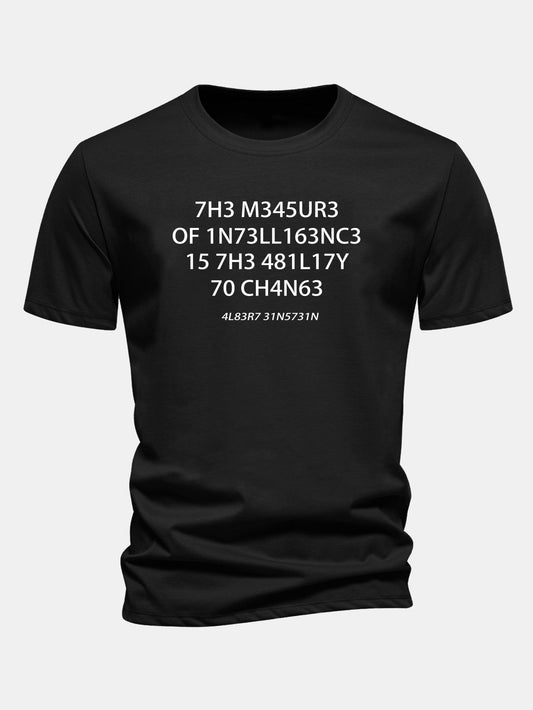 Camiseta de algodão de corte regular com estampa de citação de Einstein em leetspeak