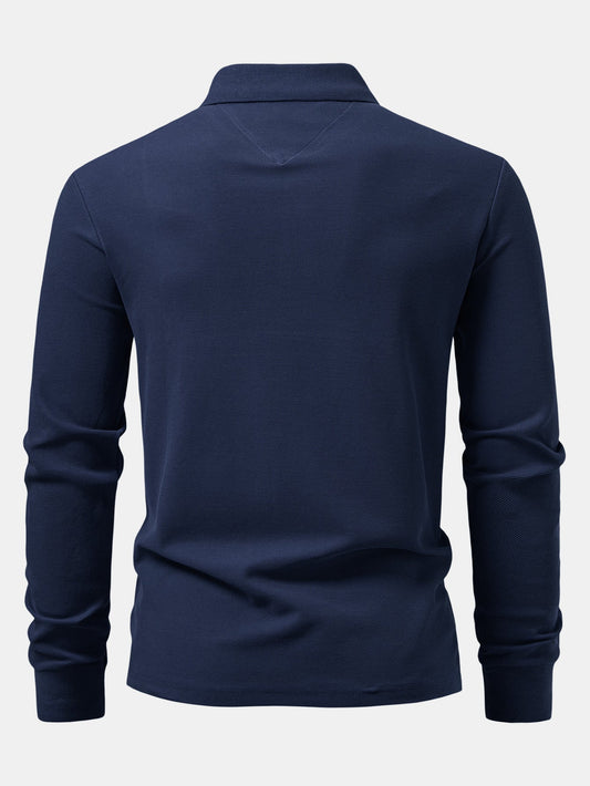 Polos de piquê de algodão de manga longa
