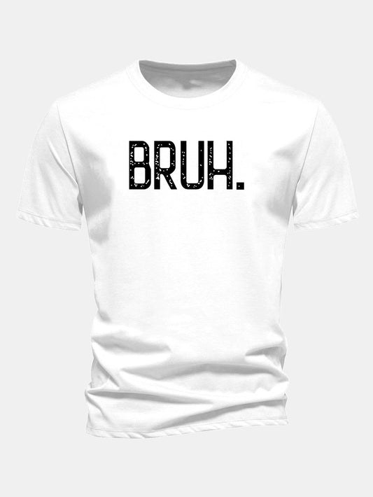 Camiseta de algodão com estampa Bruh e corte regular