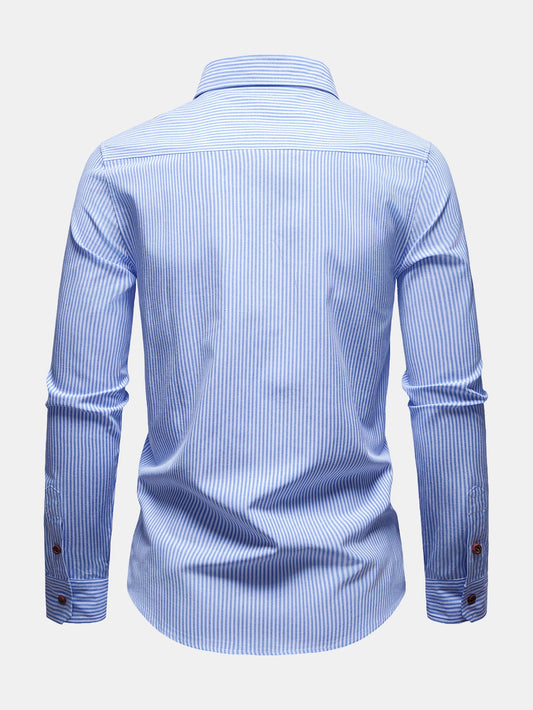 Camisa de algodão listrada com botões