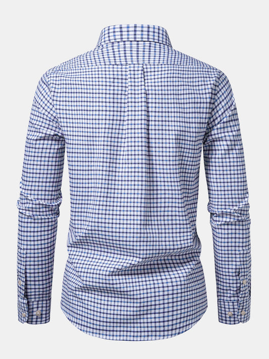 Camisa xadrez de manga longa com fechamento por botões