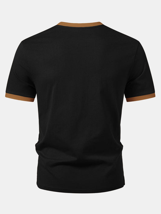 Camiseta Ringer com Contraste e Estampa de Fantasma