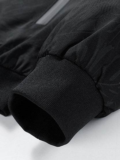 Jaqueta bomber com zíper e estampa de folhas