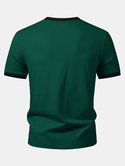 Camiseta Ringer com Contraste e Estampa de Fantasma