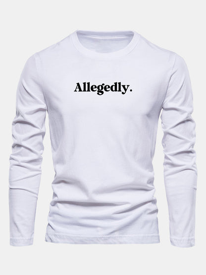 Camiseta de algodão de manga longa com estampa supostamente alegada