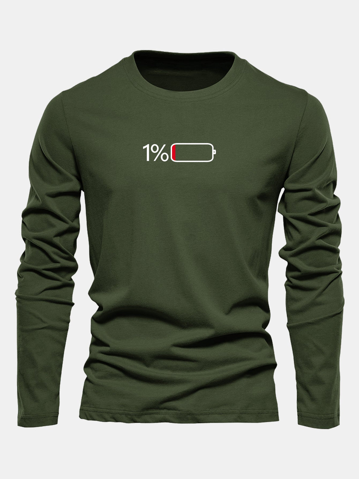Camiseta de algodão com mangas longas e estampa de bateria de 1%