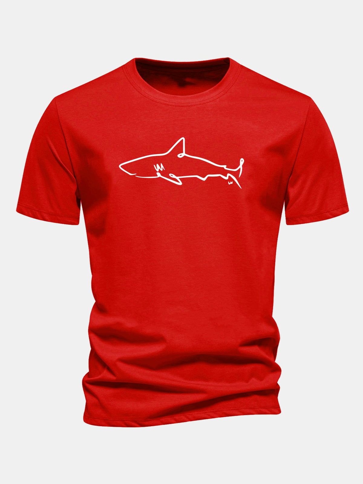 Camiseta de algodão com estampa de tubarão e corte regular