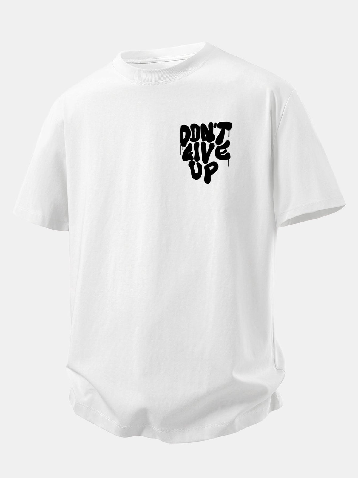 Camiseta de algodão com estampa “Nunca Desista” e corte confortável