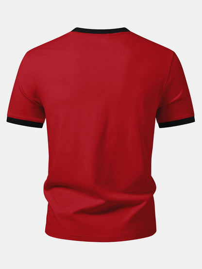 Camiseta Ringer com Contraste e Estampa de Fantasma