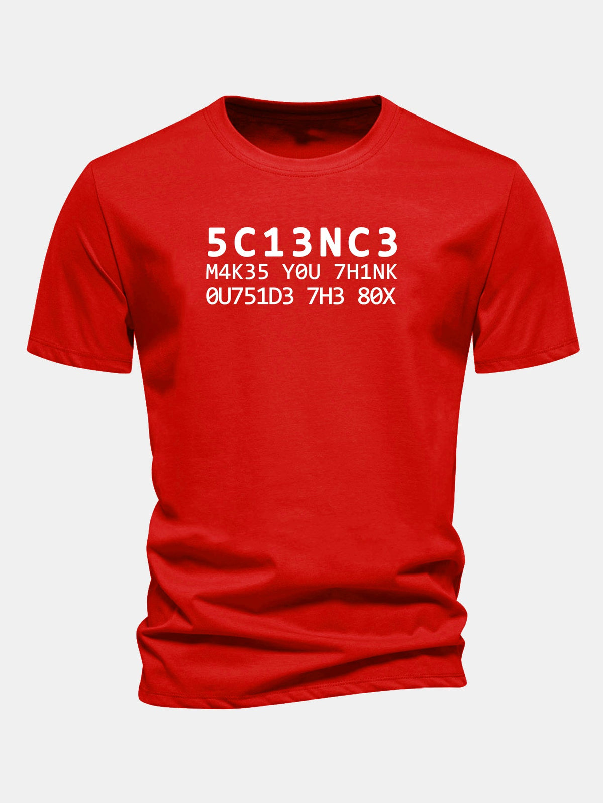 Camiseta de algodão com modelagem regular, estampa de citação científica em leetspeak