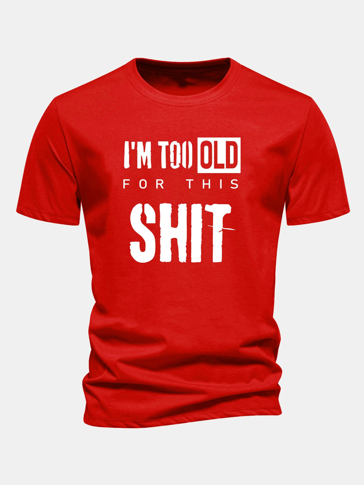 Camiseta de algodão de corte regular com estampa “Estou velho demais para essa merda”