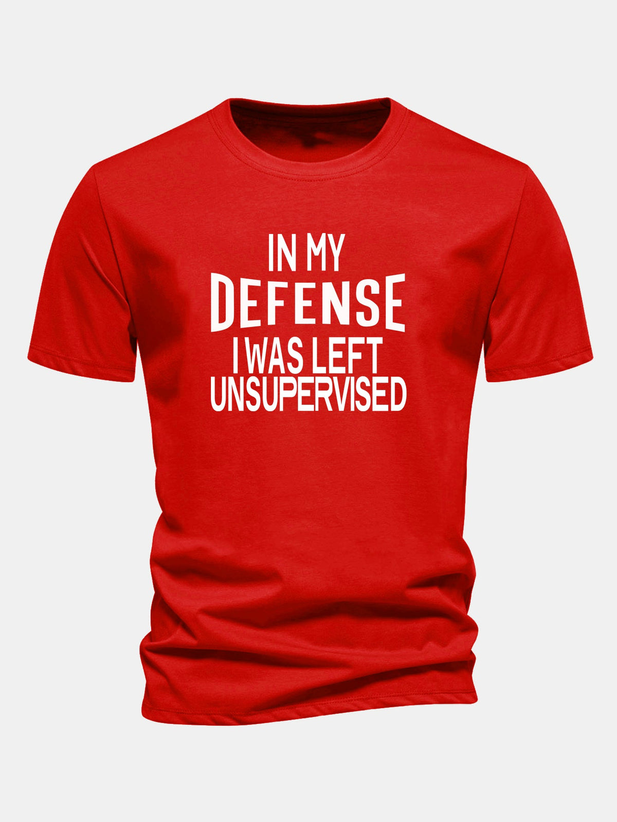 Camiseta de algodão com estampa “Em minha defesa, fui deixado sem supervisão”, corte regular