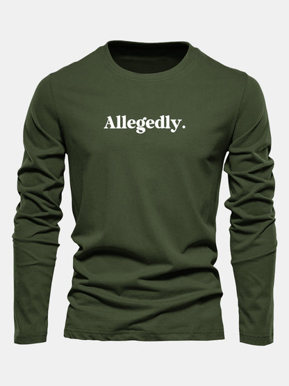 Camiseta de algodão de manga longa com estampa supostamente alegada