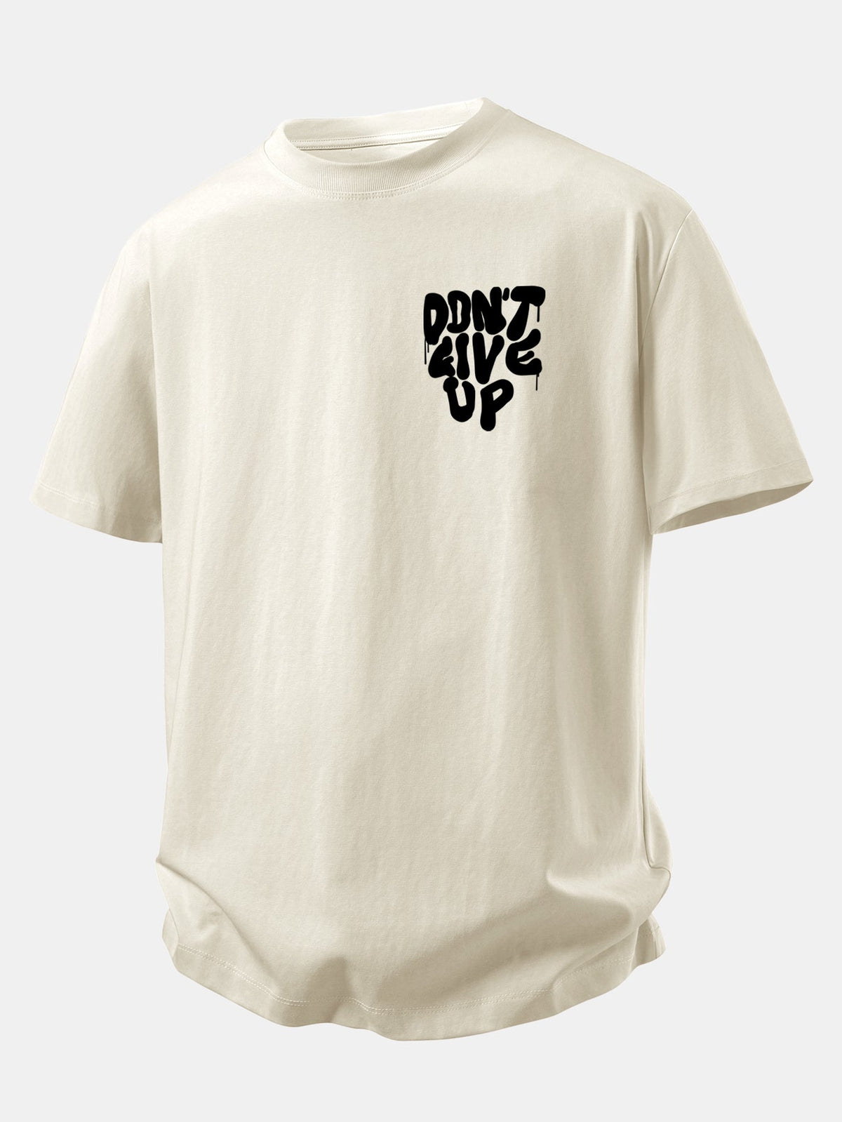 Camiseta de algodão com estampa “Nunca Desista” e corte confortável