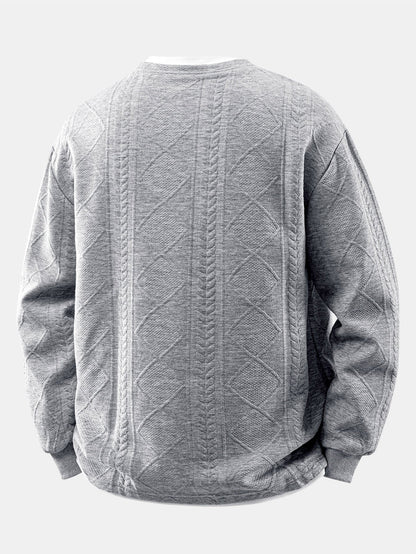 Camiseta de jacquard geométrico 2 em 1, com caimento descontraído e gola com entalhe