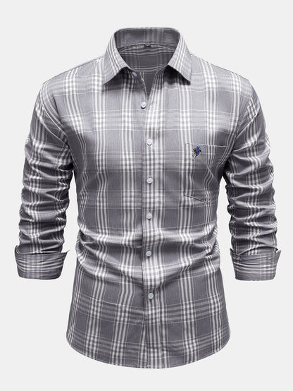 Camisa xadrez de algodão com botões