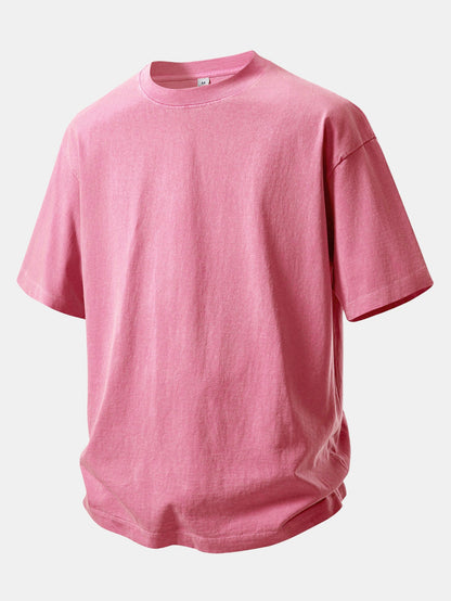 Camiseta Pesada com Ombro Caído e Efeito Lavado & Shorts com Cordão e Efeito Desgastado Lavado