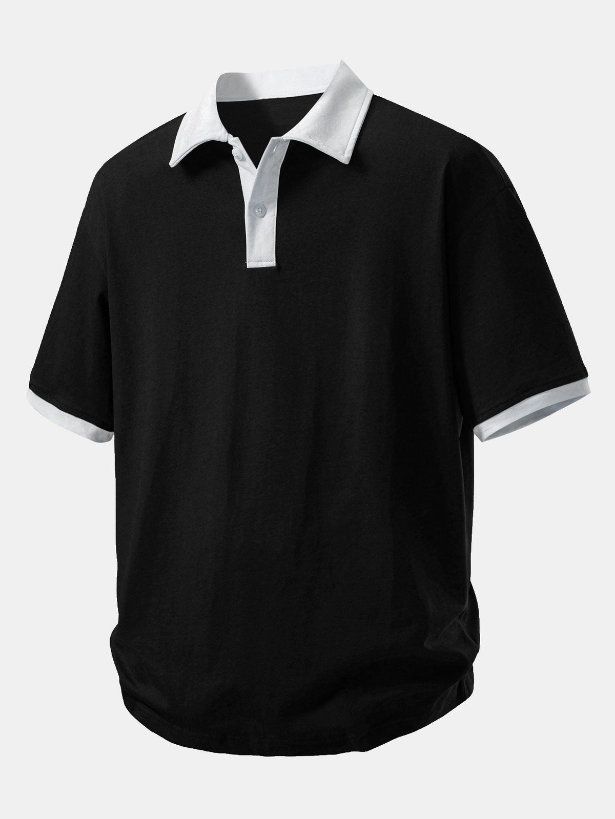 Polo de Algodão com Gola Contrastante e Shorts de Algodão com Cordão de 7"