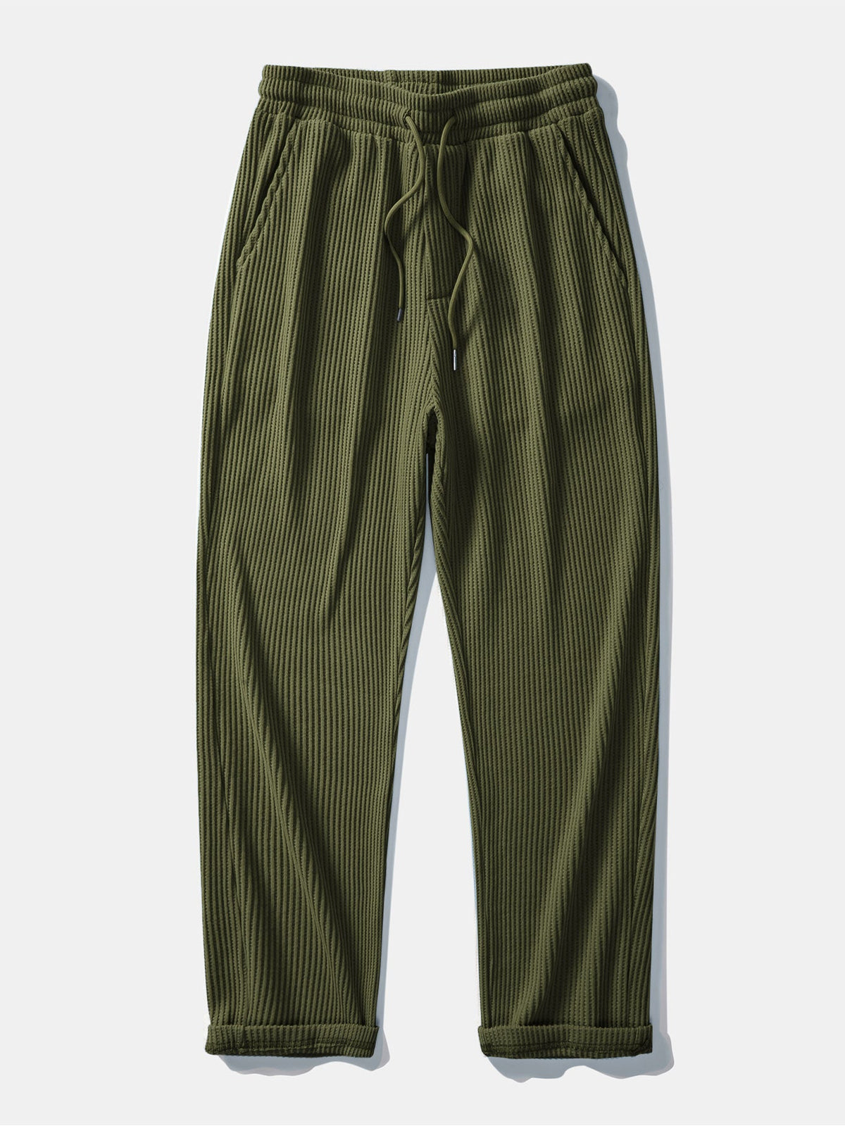 Calça Tricotada com Cordão e Textura Waffle