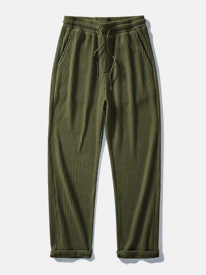 Calça Tricotada com Cordão e Textura Waffle