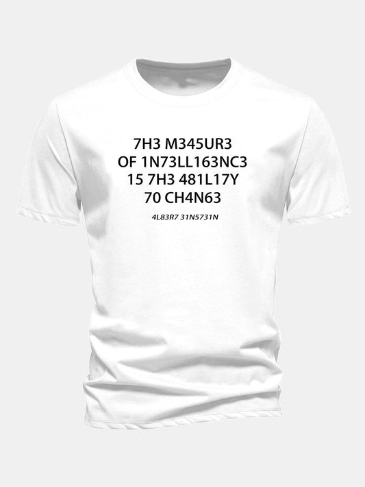 Camiseta de algodão de corte regular com estampa de citação de Einstein em leetspeak