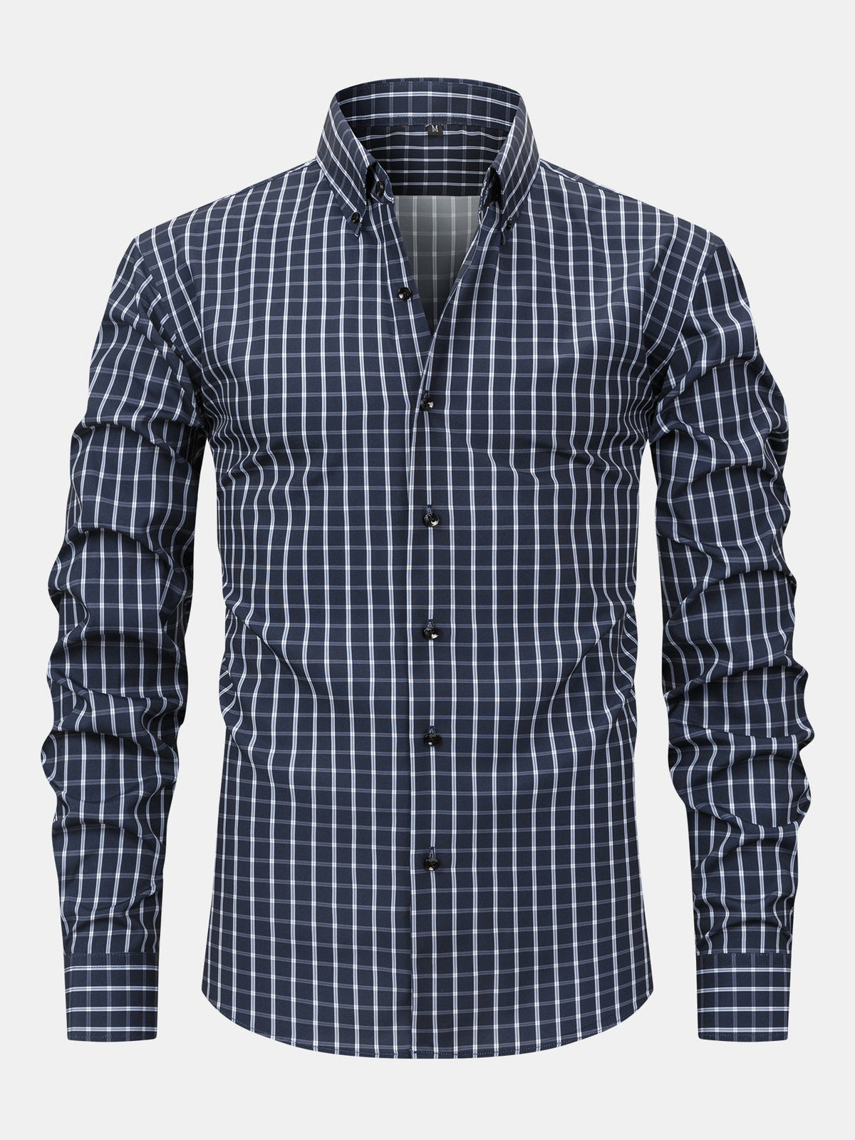 Camisa xadrez de algodão com poliéster e botões frontais