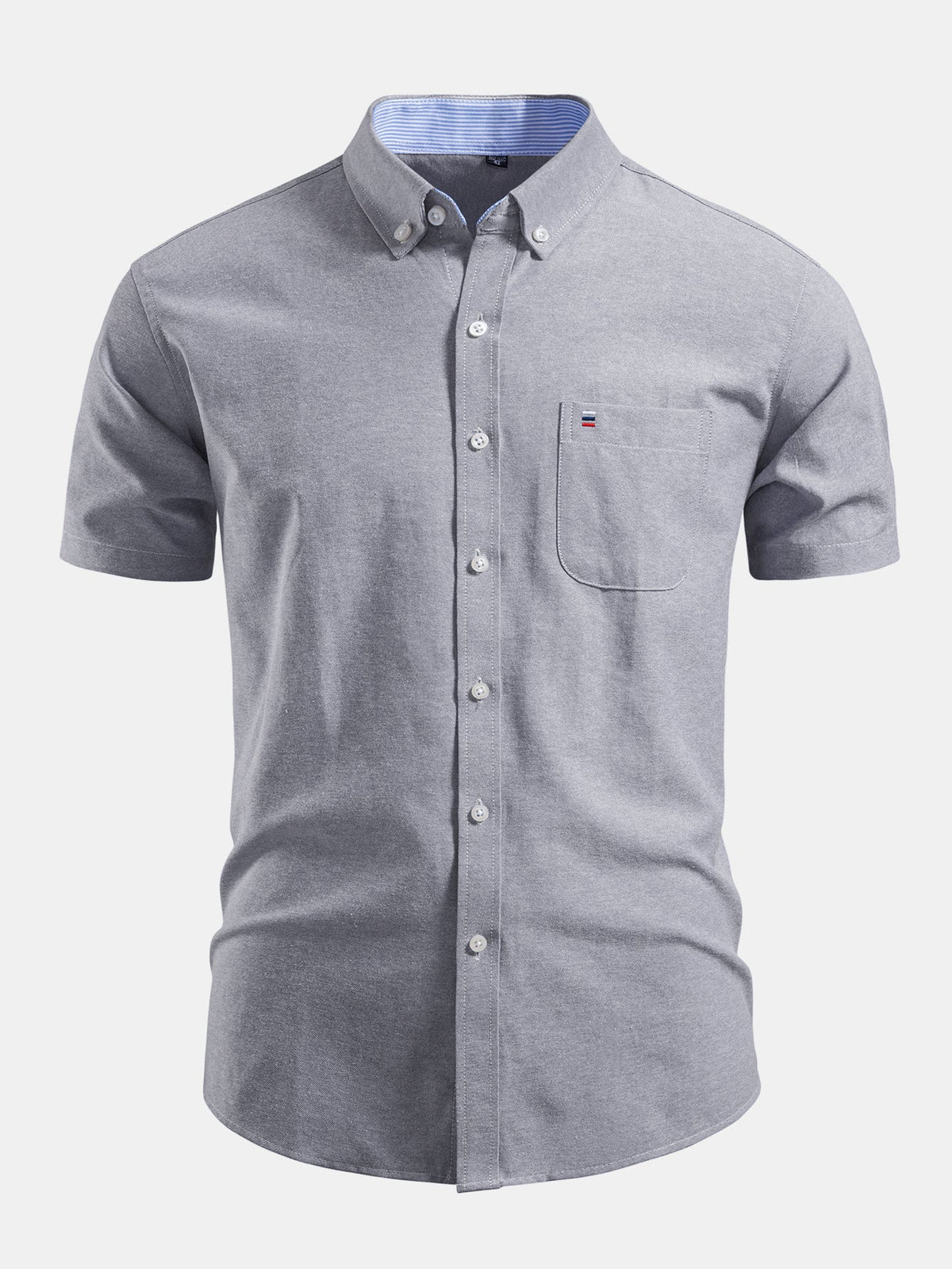 Camisa Oxford de algodão listrado com botões e contraste