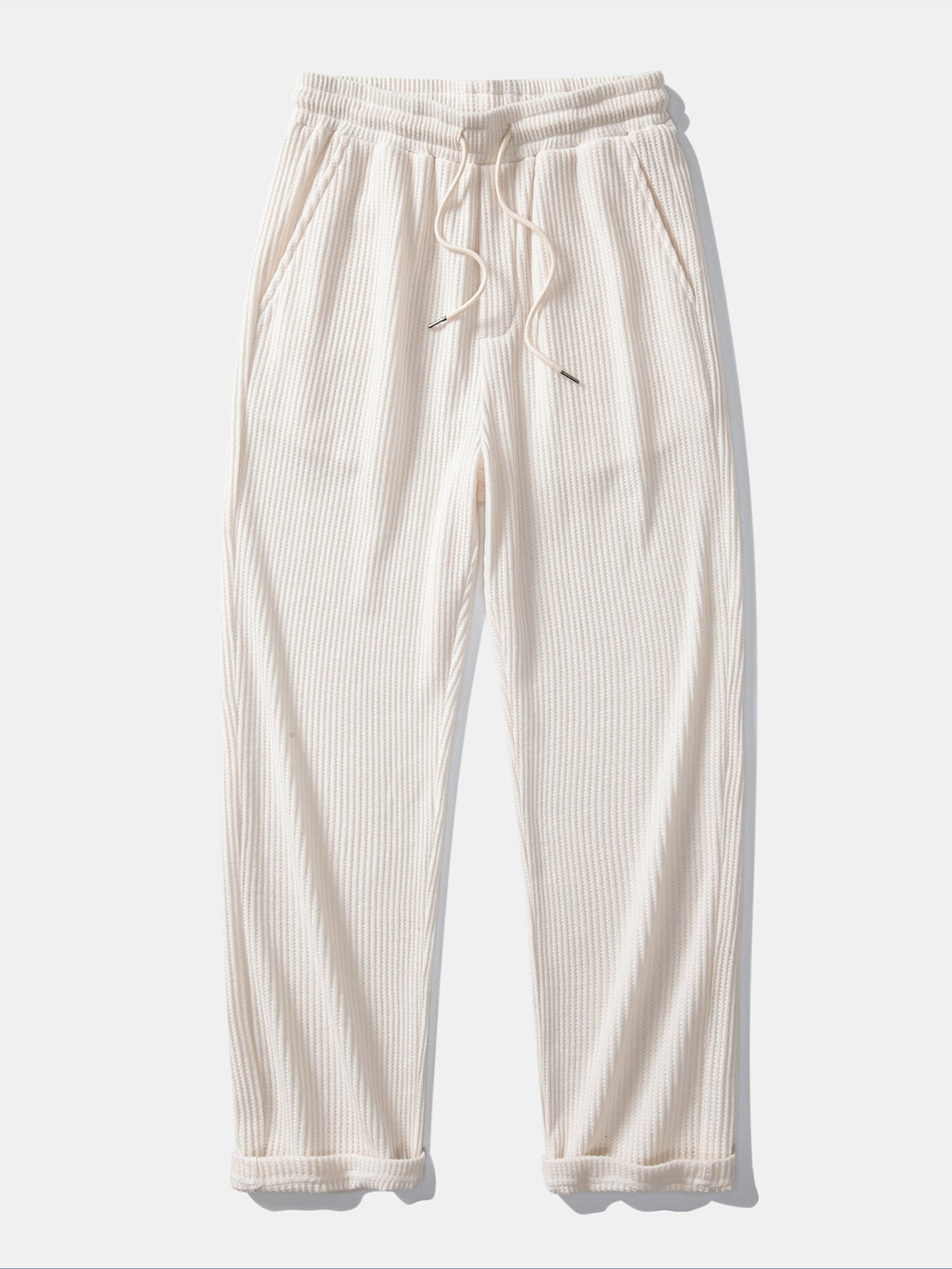 Calça Tricotada com Cordão e Textura Waffle