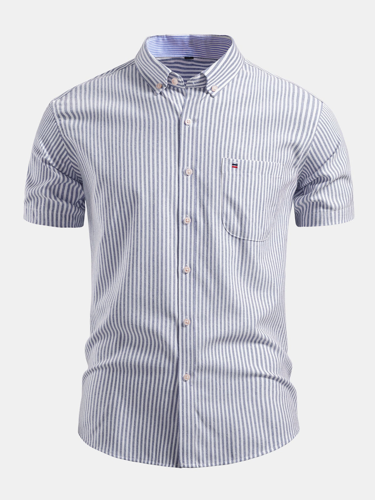 Camisa de algodão listrada com botões