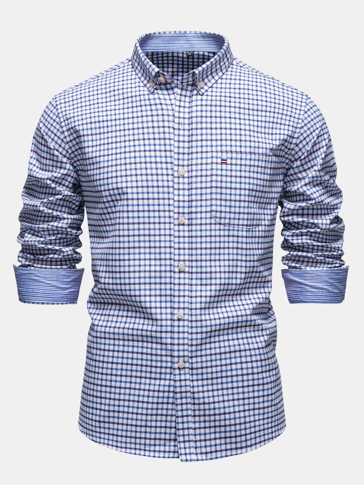 Camisa xadrez de manga longa com fechamento por botões