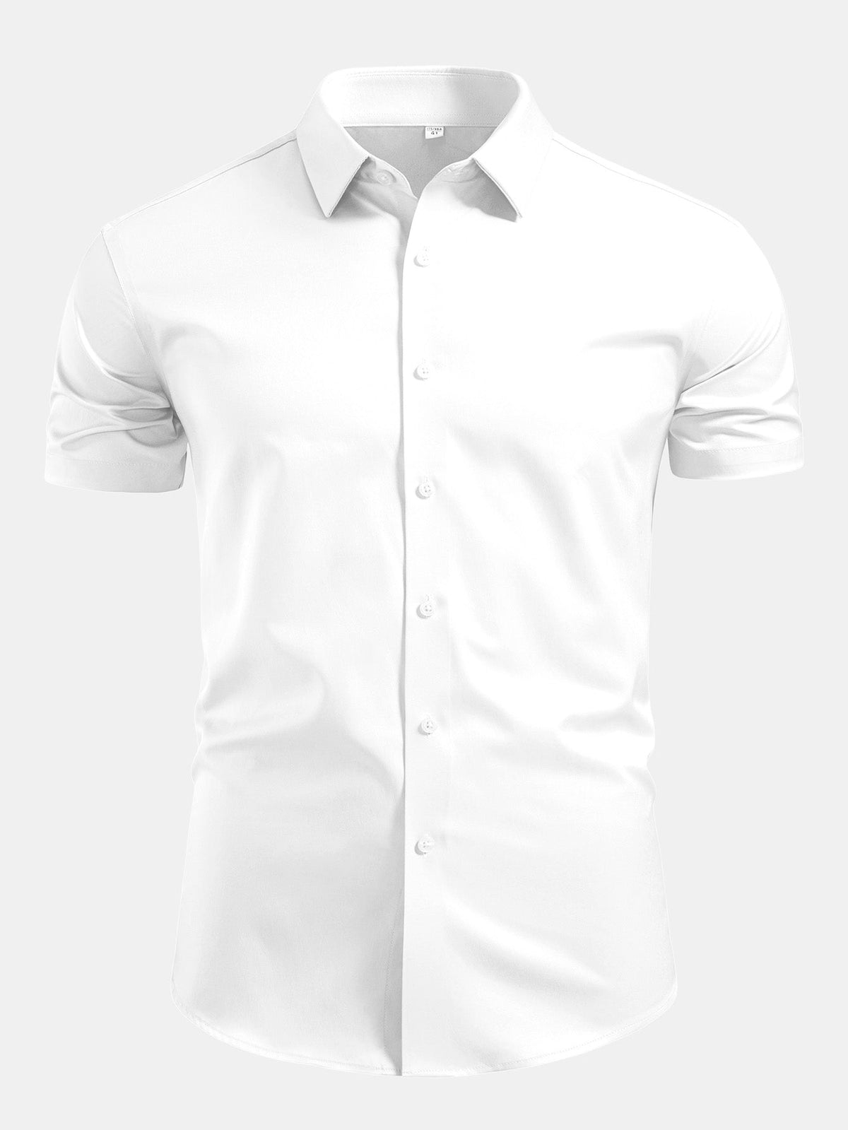 Camisa de cetim com botões e gola padre