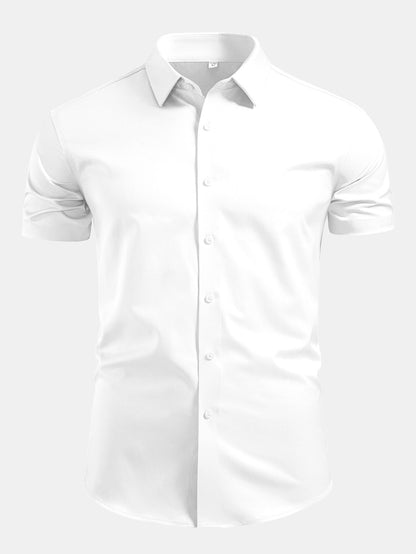 Camisa de cetim com botões e gola padre