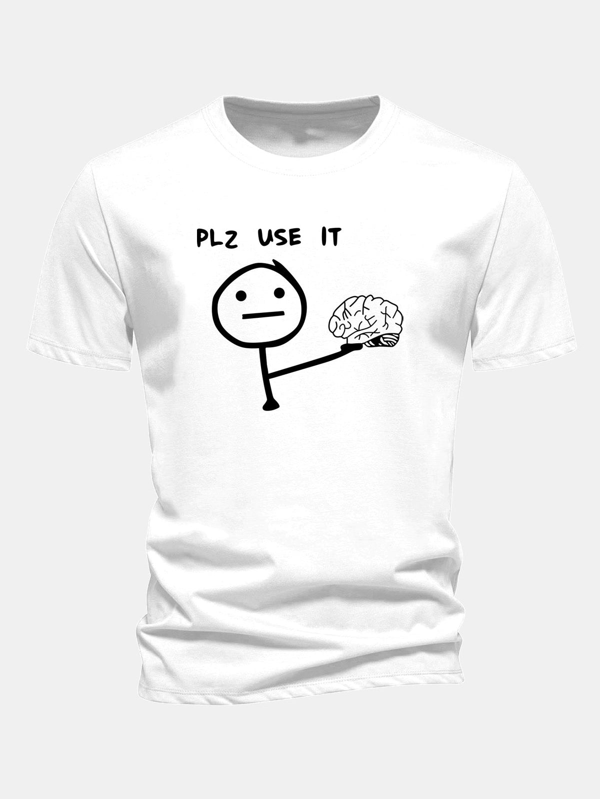 Camiseta de algodão com estampa “Please Use It Brain”, corte regular