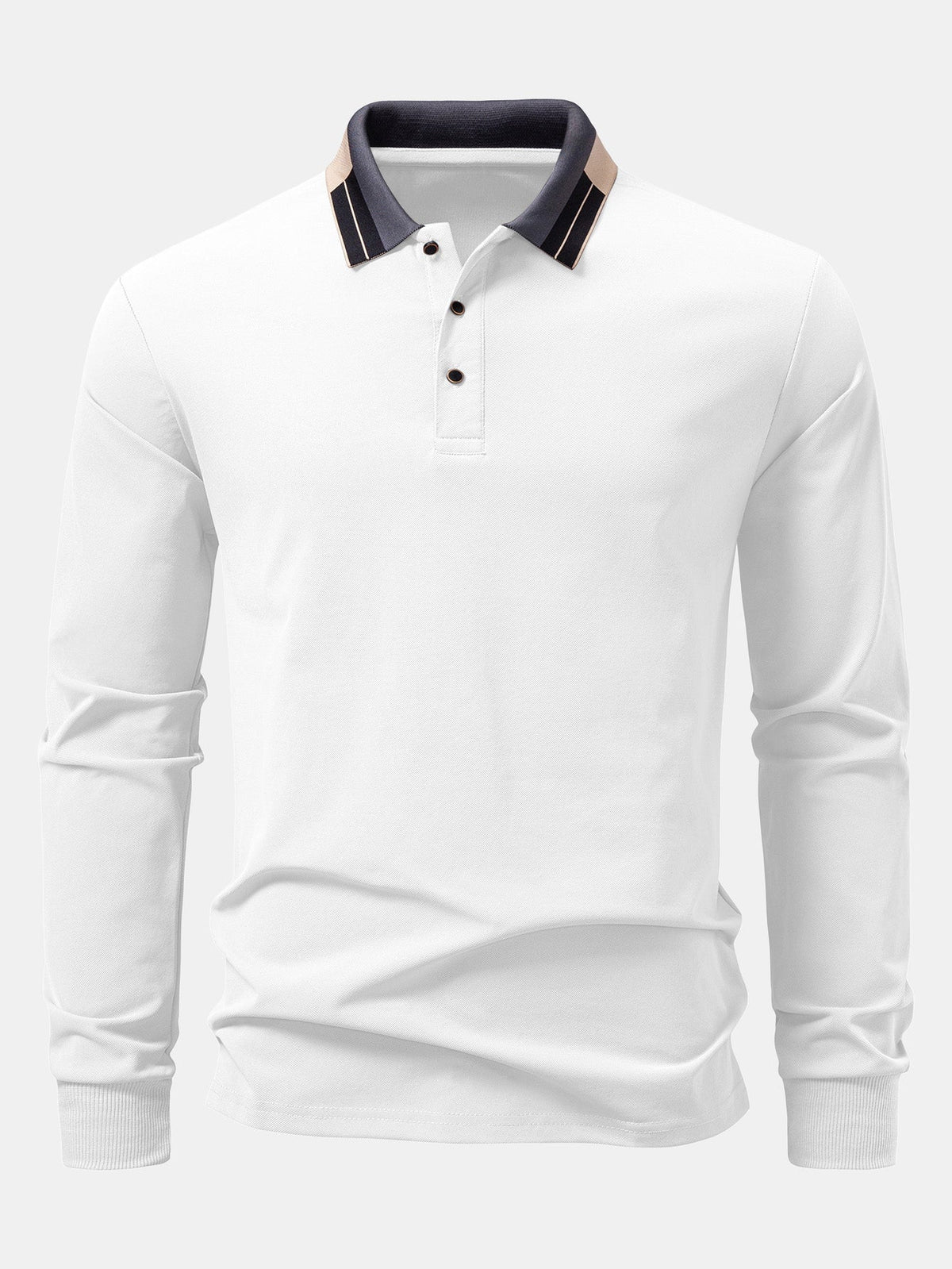 Polo de manga longa com gola e acabamento contrastantes