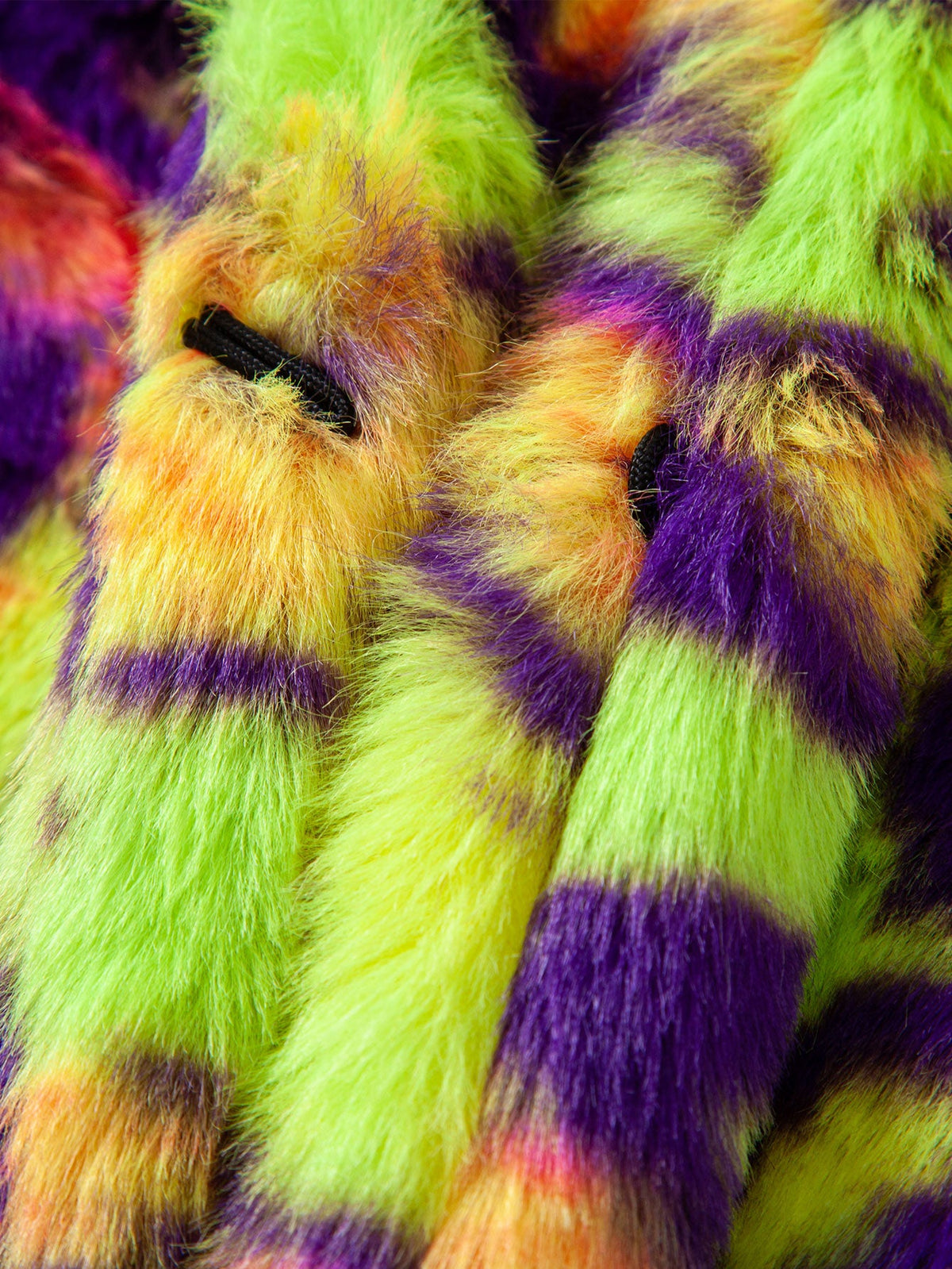 Sobretudo de Pelo Sintético com Estampa Colorida de Onça e Lapela com Entalhe
