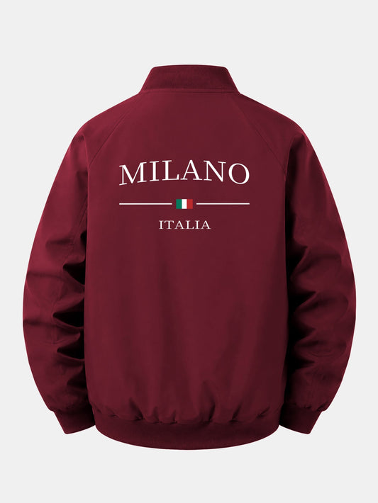 Jaqueta bomber de zíper com estampa Milano e modelagem confortável