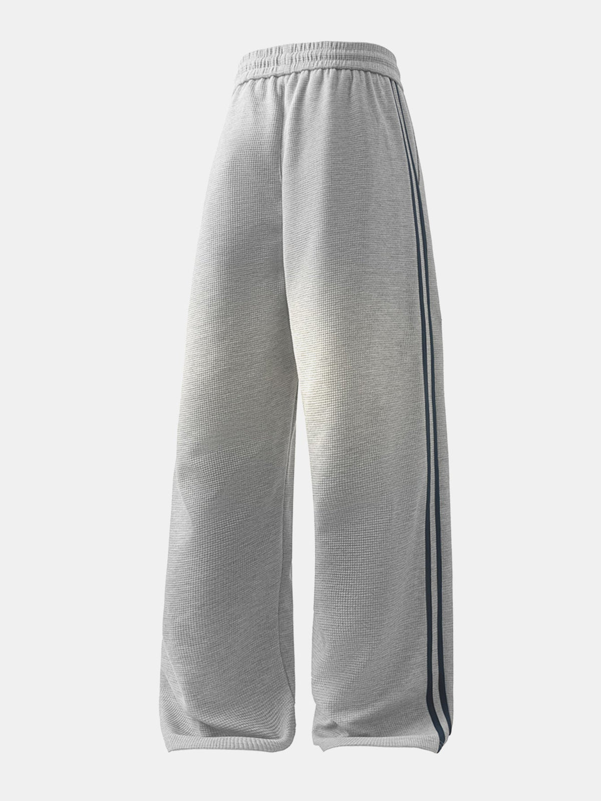 Calça de perna reta com listras contrastantes e textura waffle