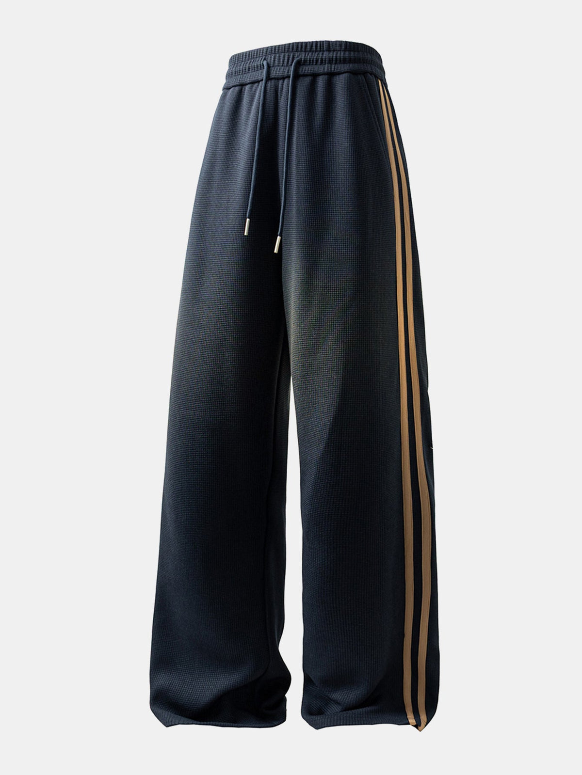 Calça de perna reta com listras contrastantes e textura waffle