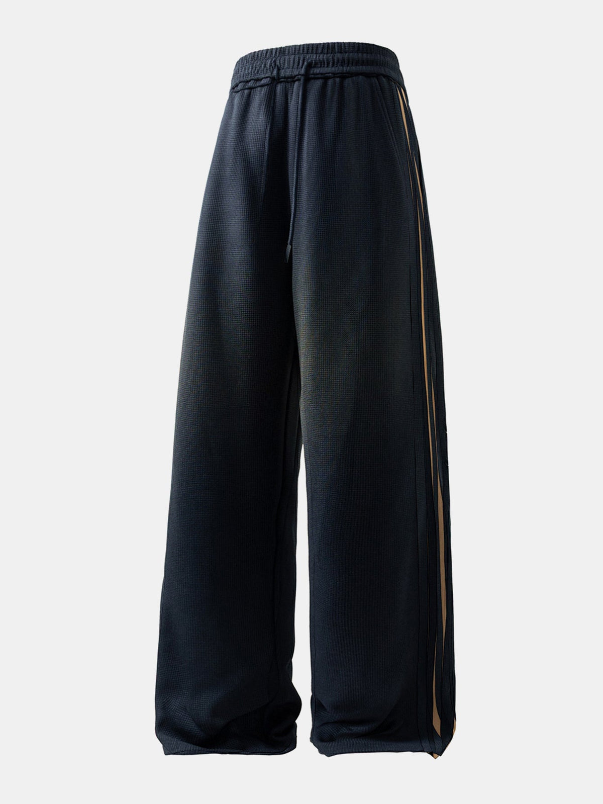 Calça de perna reta com listras contrastantes e textura waffle