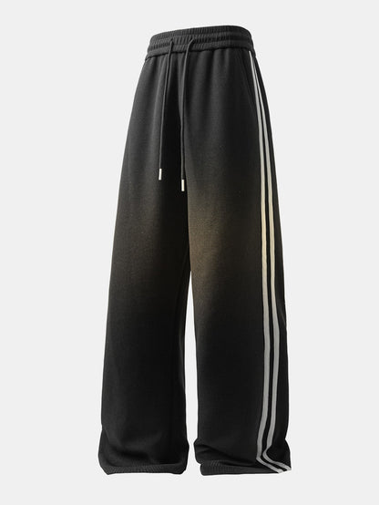 Calça de perna reta com listras contrastantes e textura waffle