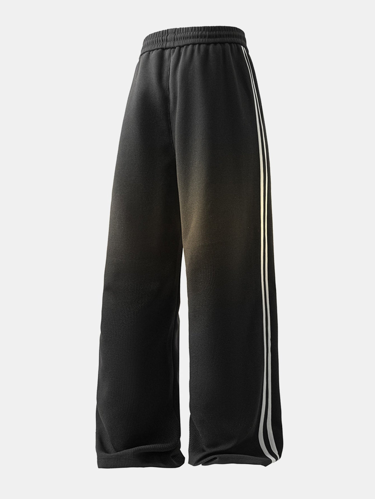 Calça de perna reta com listras contrastantes e textura waffle