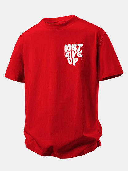Camiseta de algodão com estampa “Nunca Desista” e corte confortável