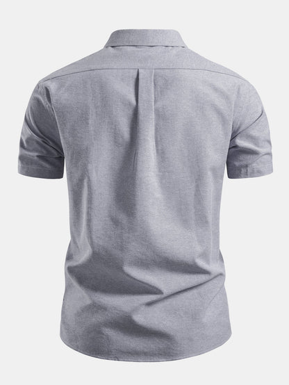 Camisa Oxford de algodão listrado com botões e contraste