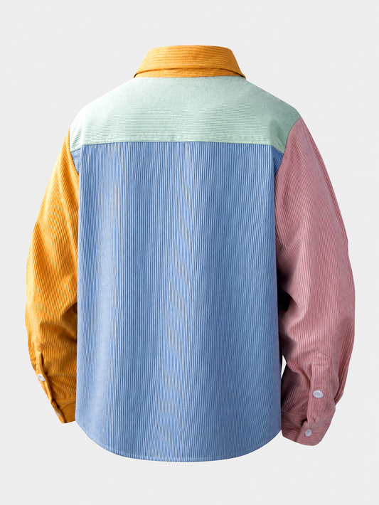 Camisa de veludo cotelê com blocos de cores