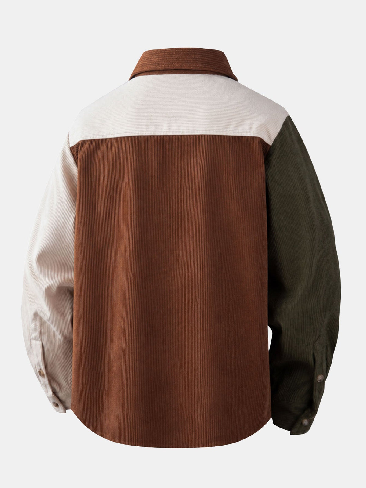 Camisa de veludo cotelê com botões e blocos de cores