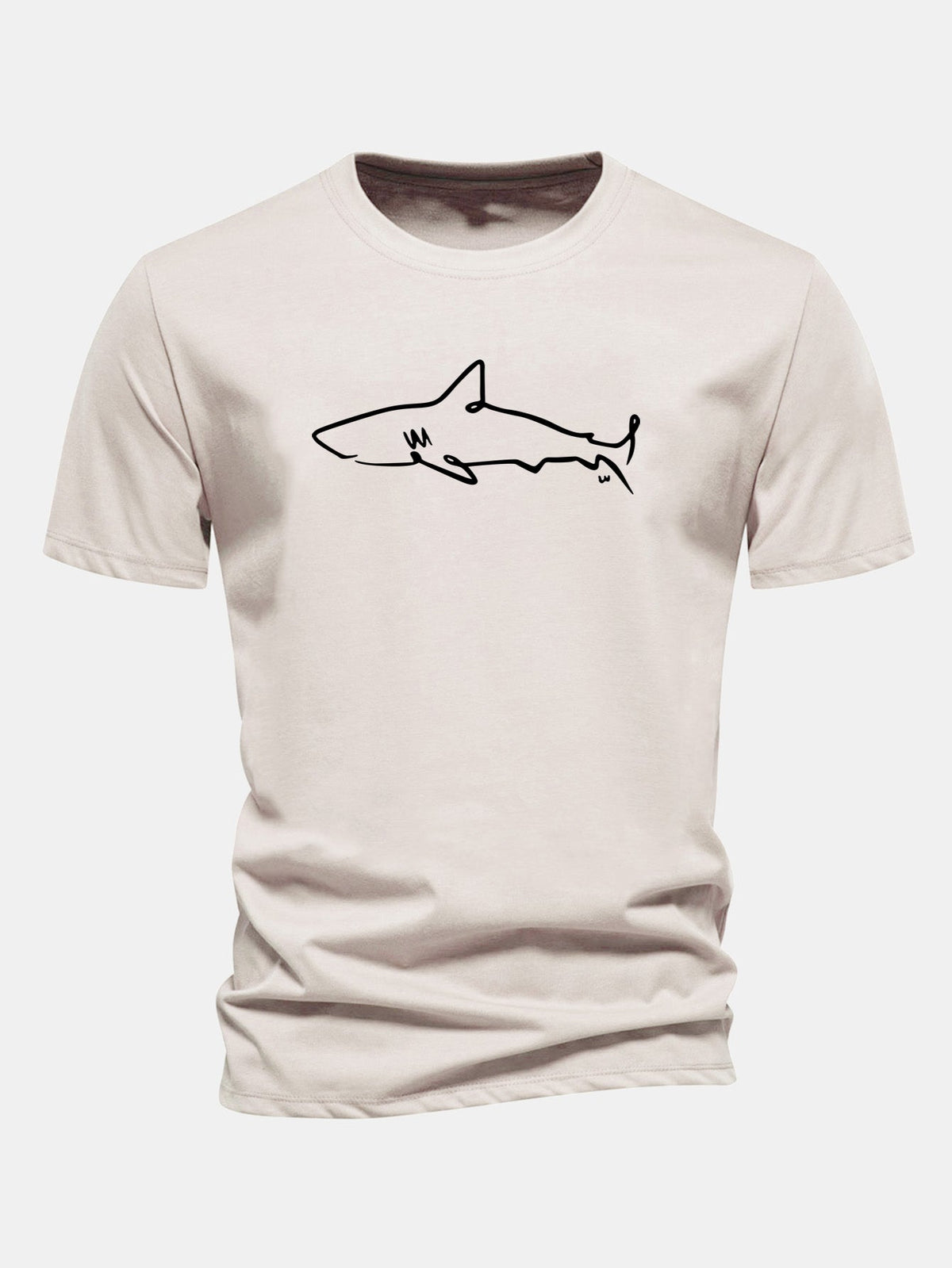 Camiseta de algodão com estampa de tubarão e corte regular