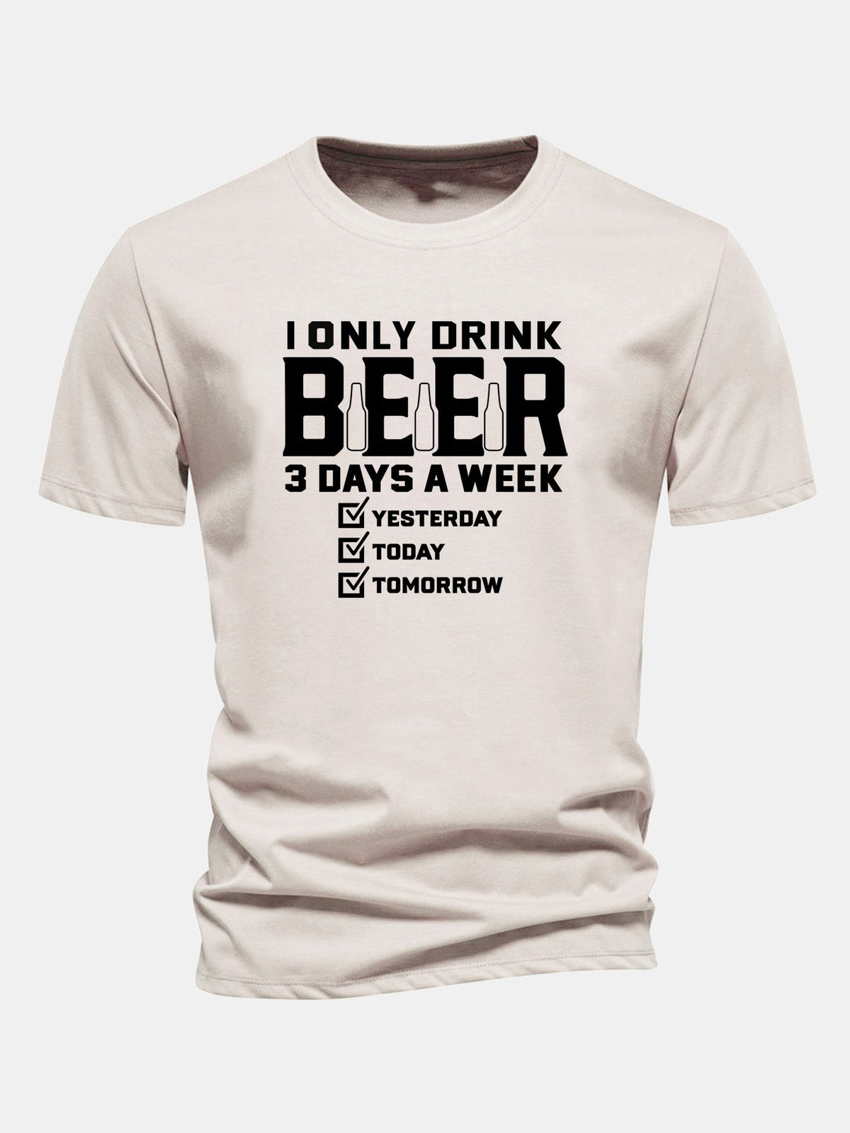 Camiseta de algodão de caimento regular com estampa “I Only Drink Beer”