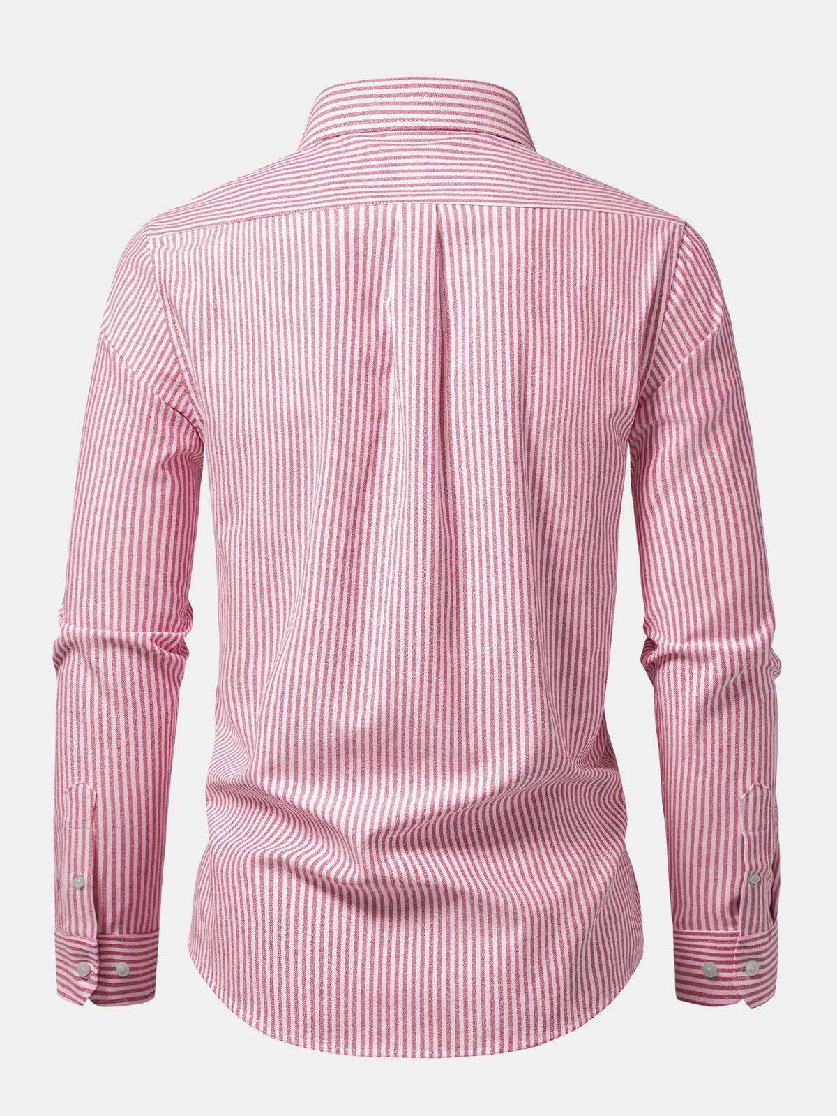 Camisa listrada de manga longa com botões e gola dobrada