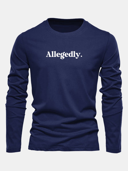 Camiseta de algodão de manga longa com estampa supostamente alegada