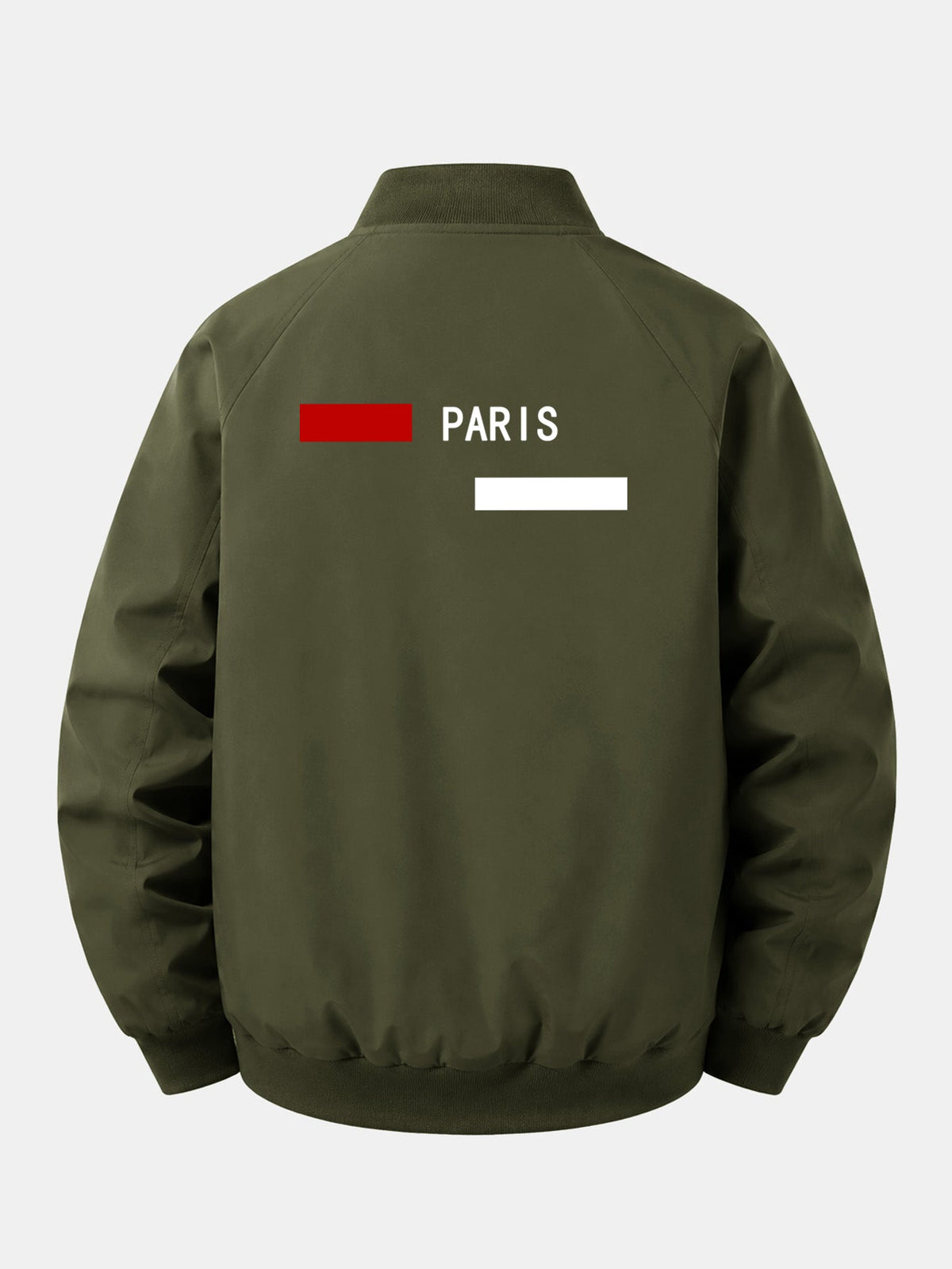 Jaqueta bomber de corte confortável com estampa listrada Paris e fechamento por zíper
